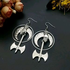 Silver Medieval Axe Earrings